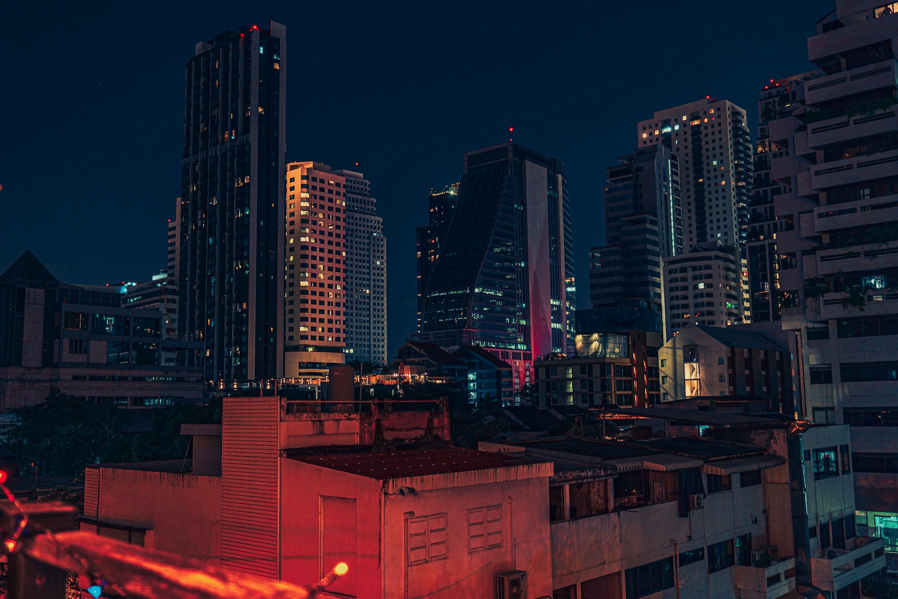 Bangkok rooftops at night